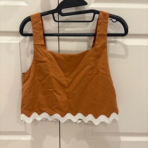 Women's Burnt Orange Crop Top with White Trim